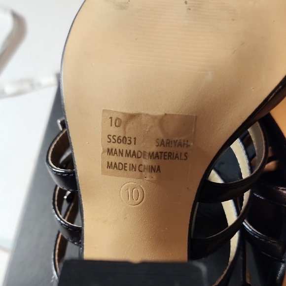 Lemonade Elegant Black Heels with Geometric Straps - Picture 7 of 8